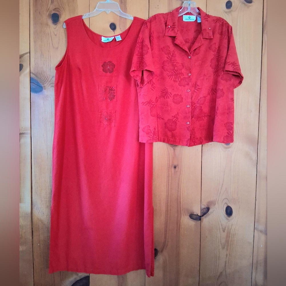Erin London 3 Pc Silk Set-Sleeveless Maxi Dress/Maxi Skirt/Button-Up Shirt